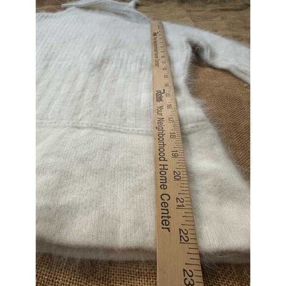 Angora Fuzzy Vintage sweater White turtleneck Pullover side zipper Sz S/M - Picture 3 of 11
